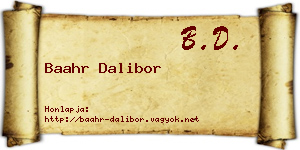 Baahr Dalibor névjegykártya